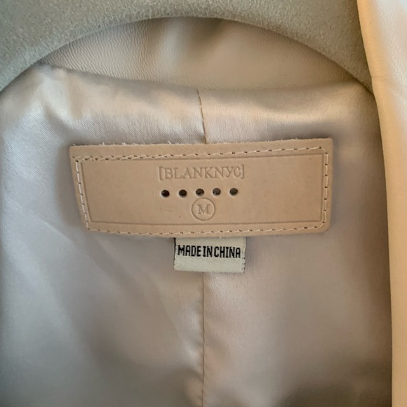 NWT Nordstrom Blank NYC Asymmetrical Leather Jacket - Cream Color - Picture 2 of 5